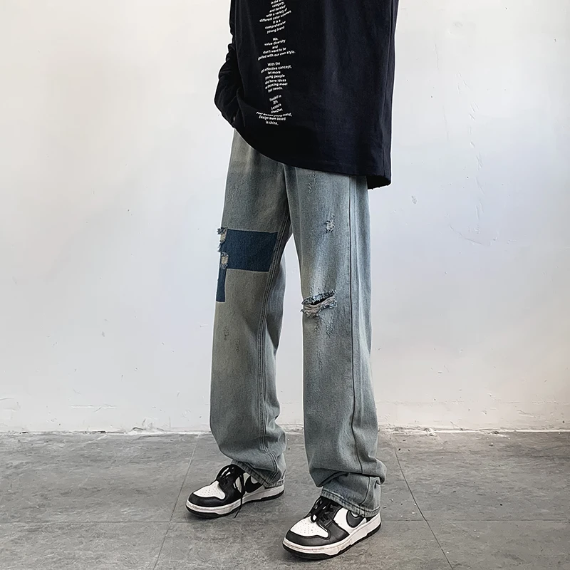 

2022 New Low Waist Y2K Denim Pants Patches Vintage Grunge Flared Jeans Woman Ripped Stitched Pockets Streetwear Bottoms Woman