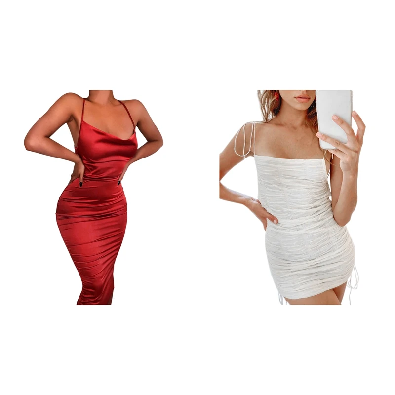 Women Neon Satin Lace Up Sleeveless Backless Long Dress M Size Red & Ruched Spaghetti Strap Mini Dress White M
Women Neon Satin Lace Up Sleeveless Backless Long Dress M Size Red & Ruched Spaghetti Strap Mini Dress White M