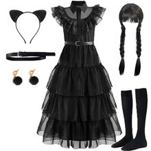 Wednesday Addams Cosplay For Girl Costume 2023 New Vestidos For Kids Party Dresses Carnival Easter Halloween Christma 5-14 Years