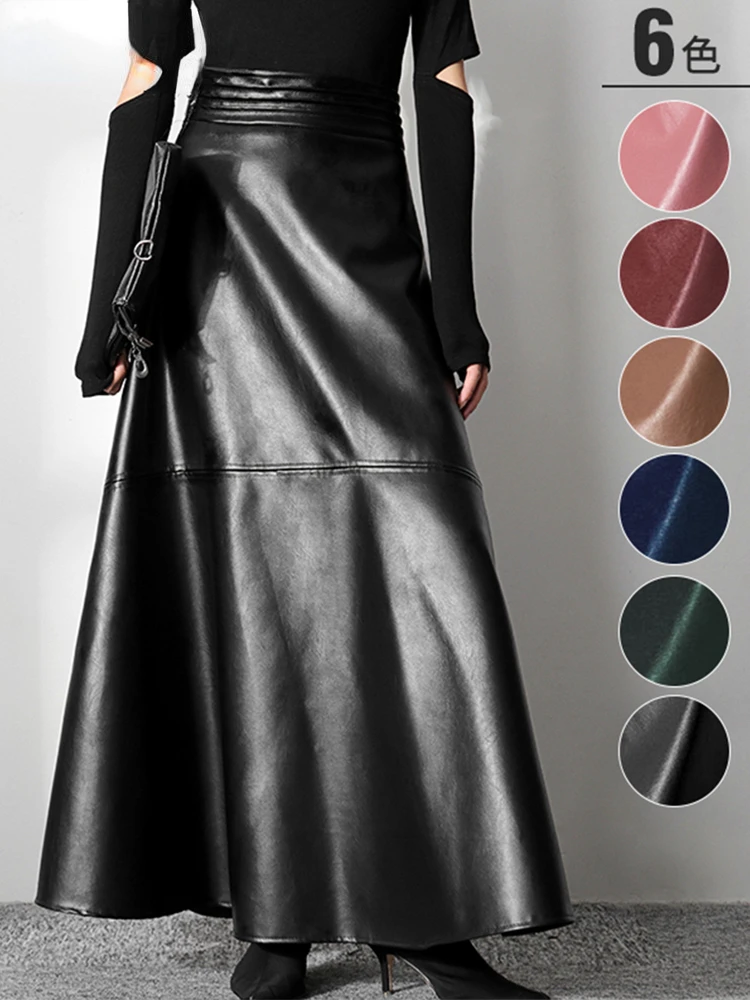 Autumn Long Black A Line Soft Faux Leather Skirt Women High Waist Blue Stylish Maxi Skirts Korean Fashion Clothing
Autumn Long Black A Line Soft Faux Leather Skirt Women High Waist Blue Stylish Maxi Skirts Korean Fashion Clothing