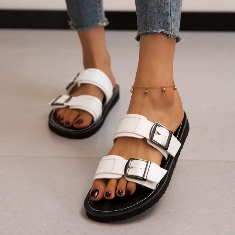 Women's Shoes 2023 British Style New Women's Slippers Summer Flat Slippers Women Roman Buckle Casual Beach Slippers Women Mujer
Women's Shoes 2023 British Style New Women's Slippers Summer Flat Slippers Women Roman Buckle Casual Beach Slippers Women Mujer