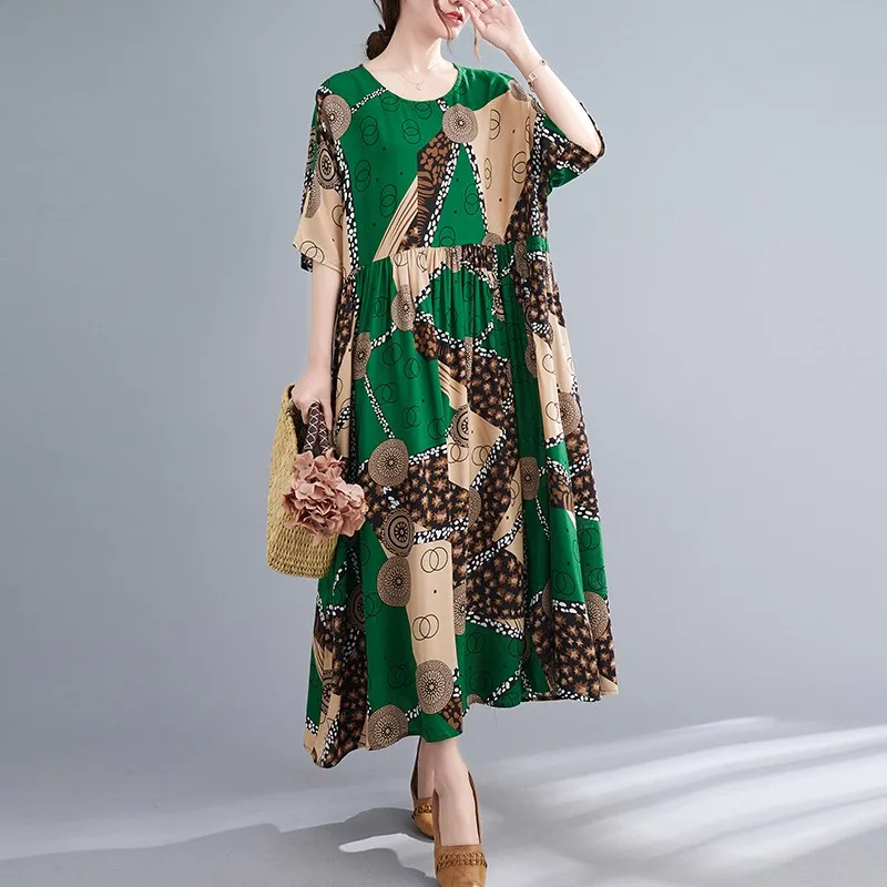 Women Summer Casual Dress New Arrival 2022 Vintage Style O-neck Print Loose Comfortable Cotton Female Holiday Long Dresses B1587
Women Summer Casual Dress New Arrival 2022 Vintage Style O-neck Print Loose Comfortable Cotton Female Holiday Long Dresses B1587