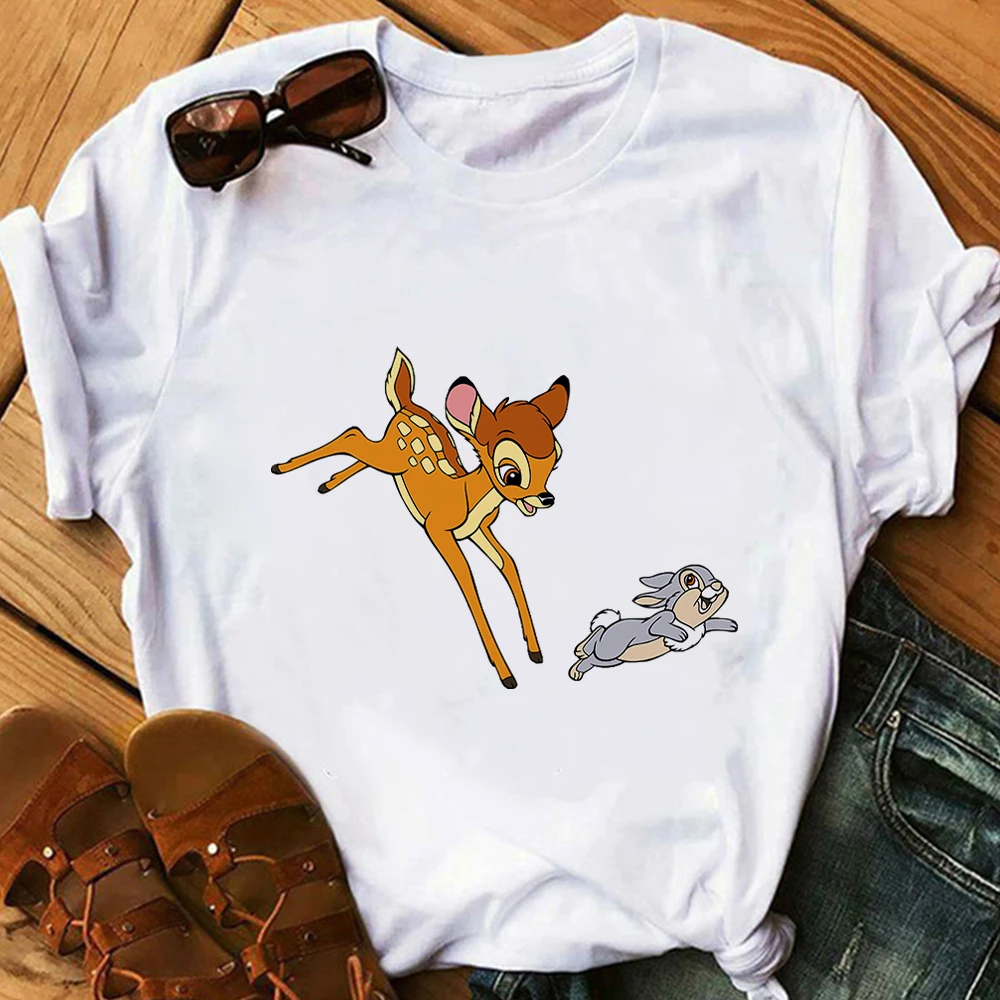 Women White T-Shirt Disney Harajuku Style Tshirt Bambi Printing Funny Pattern Street Casual Trendy T Shirt Rabbit Sampux Tops
Women White T-Shirt Disney Harajuku Style Tshirt Bambi Printing Funny Pattern Street Casual Trendy T Shirt Rabbit Sampux Tops