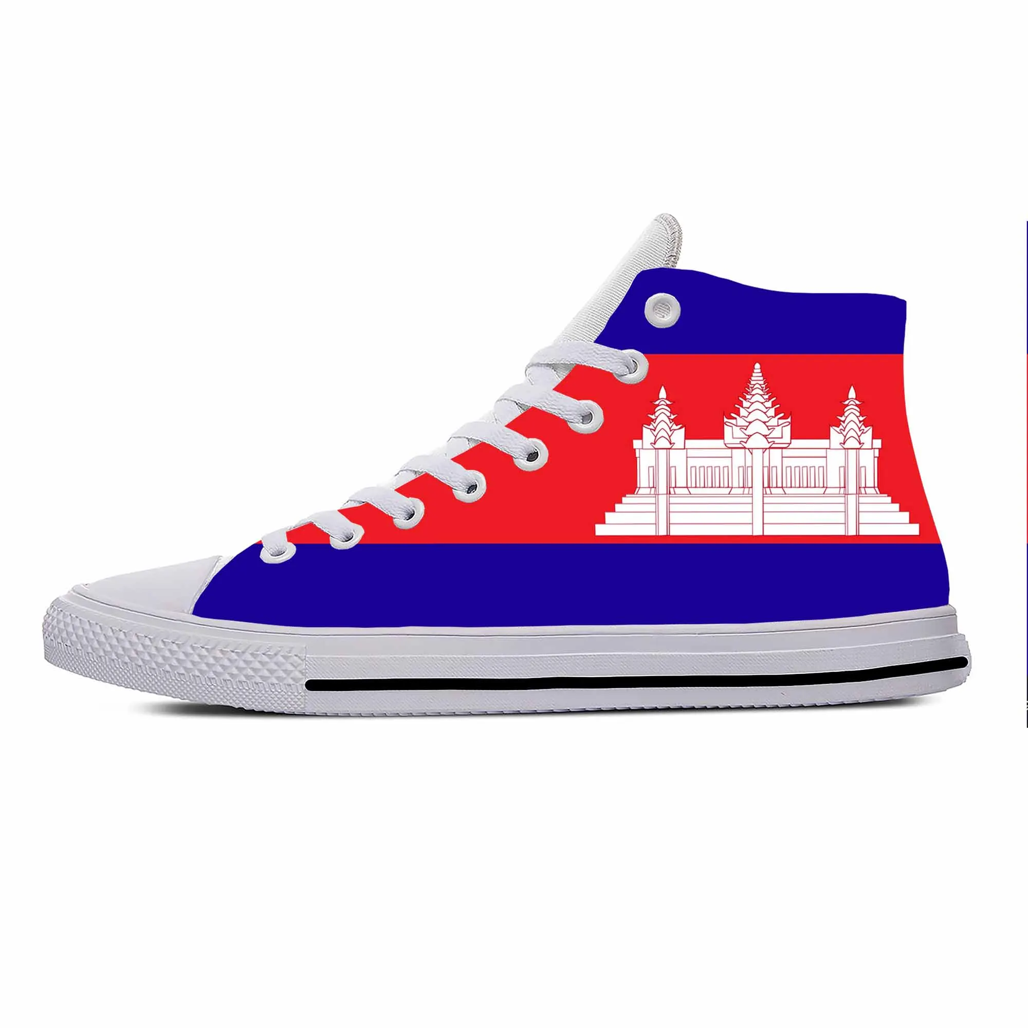 

Anime Cartoon Cambodia Cambodian Flag Patriotic Casual Cloth Shoes High Top Lightweight Breathable 3D Print Men Women Sneakers