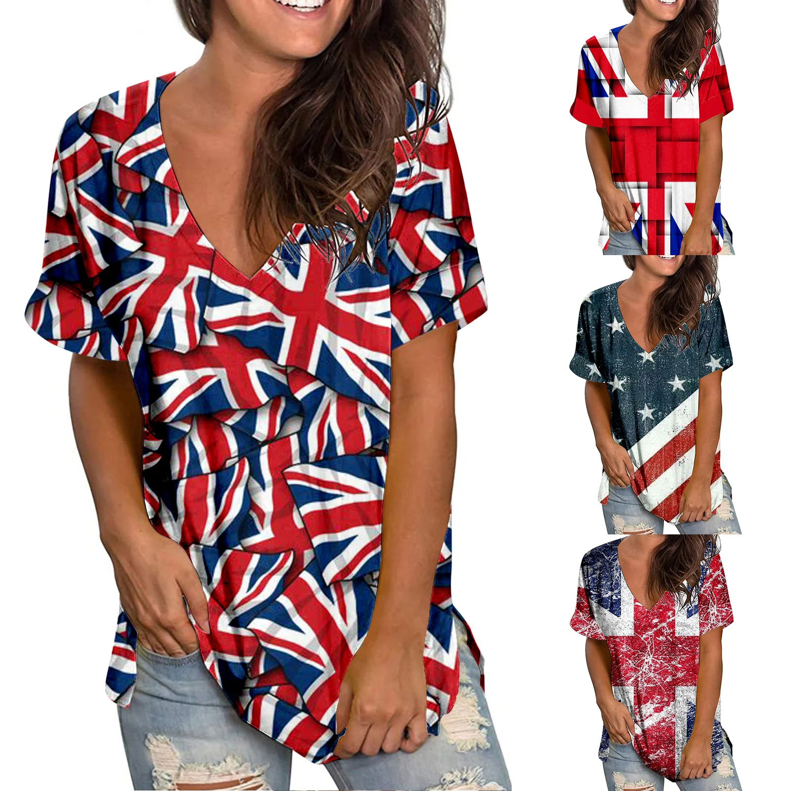Женская Повседневная футболка с v-образным вырезом на весну и лето, футболка с коротким рукавом и принтом на День Независимости, женские футболки с длинными рукавами, женские футболки с длинным рукавом
Женская Повседневная футболка с v-образным вырезом на весну и лето, футболка с коротким рукавом и принтом на День Независимости, женские футболки с длинными рукавами, женские футболки с длинным рукавом