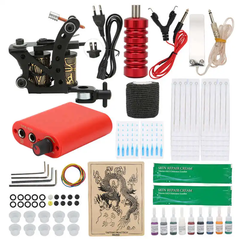 Coil Tattoo Machine Kit Elastic Bandage Power Supply Practice Skin Tattoo Kit Tattoo Needle Nozzle Repair Cream for Home for
Coil Tattoo Machine Kit Elastic Bandage Power Supply Practice Skin Tattoo Kit Tattoo Needle Nozzle Repair Cream for Home for