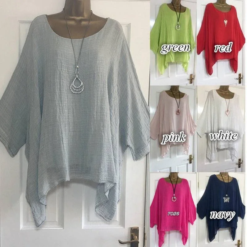 Casual Tunics Batwing Sleeve Womens Blouses Loose Solid O Neck Half Sleeve Shirt Women Asymmetric Tops Blouse
Casual Tunics Batwing Sleeve Womens Blouses Loose Solid O Neck Half Sleeve Shirt Women Asymmetric Tops Blouse