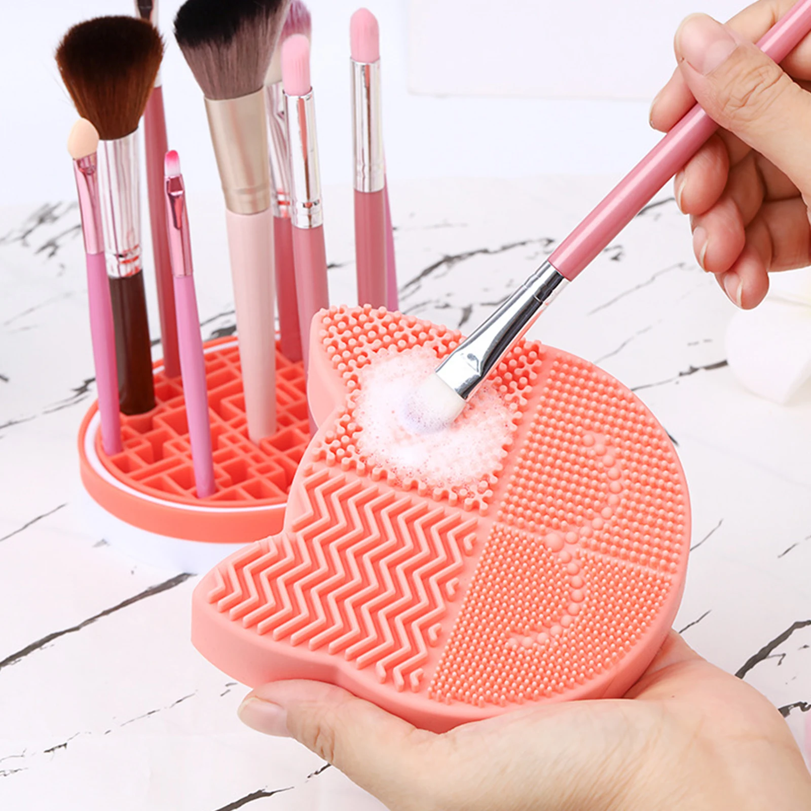 Silicone Makeup Brush Cleaner Foundation Makeup Brush Scrubber Board Pad Make Up Washing Brush Gel Cleaning Mat Hand Tool 
Silicone Makeup Brush Cleaner Foundation Makeup Brush Scrubber Board Pad Make Up Washing Brush Gel Cleaning Mat Hand Tool