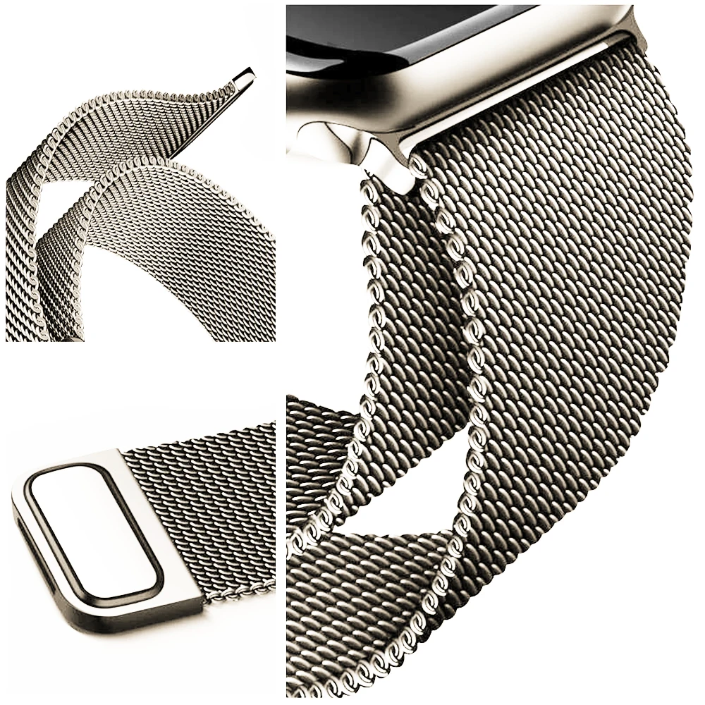 Металлический ремешок Миланская петля для Apple watch band 7 45 мм 44 40 iWatch Series 42 38