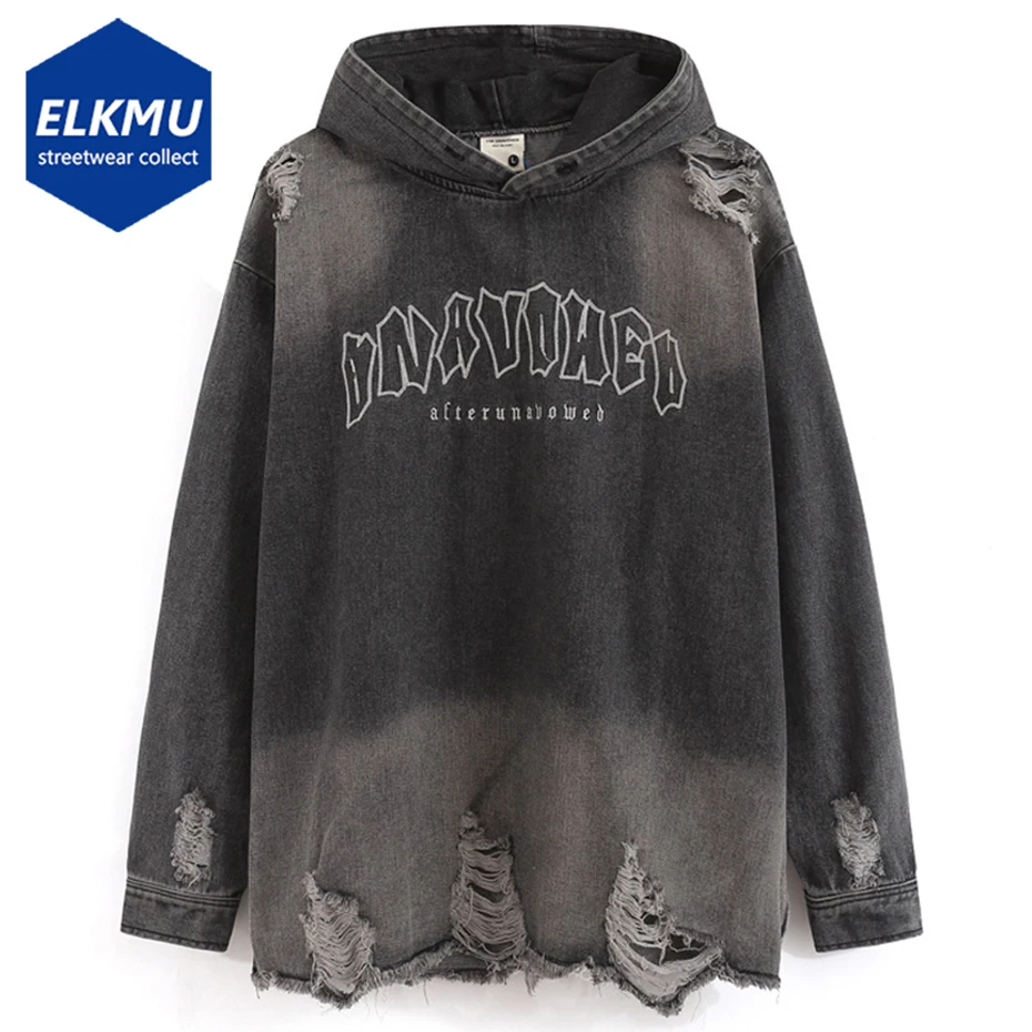 Мужская рваная джинсовая куртка в стиле хип-хоп
Мужская рваная джинсовая куртка в стиле хип-хоп