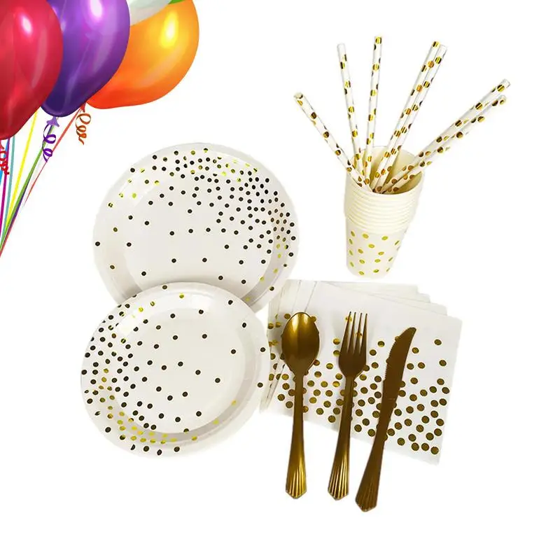 Party Dinnerware Set Party Reception Tableware Paper Dinnerware Plate Set Party Dinnerware Set With Gold Foil Polka Dot Pattern
Party Dinnerware Set Party Reception Tableware Paper Dinnerware Plate Set Party Dinnerware Set With Gold Foil Polka Dot Pattern