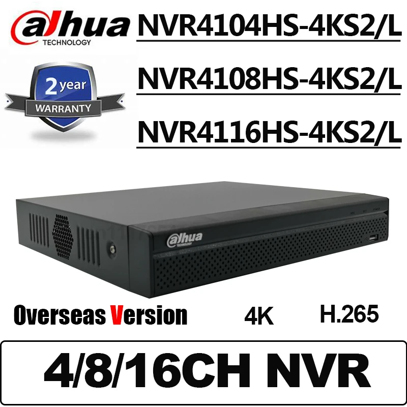 Сетевой видеорегистратор Dahua 8MP NVR 4CH 8CH 16CH NVR4104HS-4KS2/L NVR4108HS-4KS2/L 4K H.265