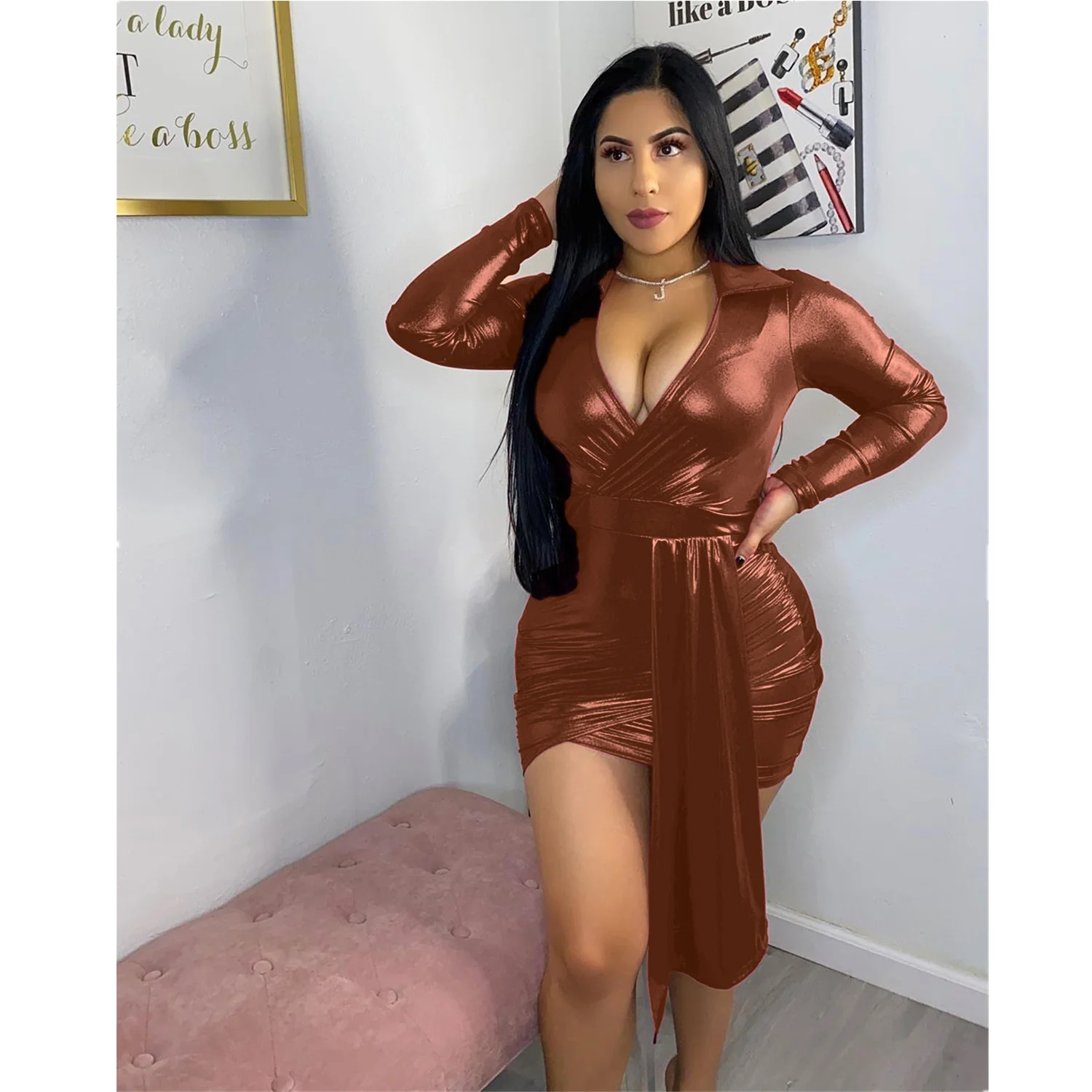 Cutubly Dress Pleated V-neck Elegant High Waist Women Dresses Vestido Female Clothing Ribbons Long Lantern Sleeves Vestidos Gown 
Cutubly Dress Pleated V-neck Elegant High Waist Women Dresses Vestido Female Clothing Ribbons Long Lantern Sleeves Vestidos Gown