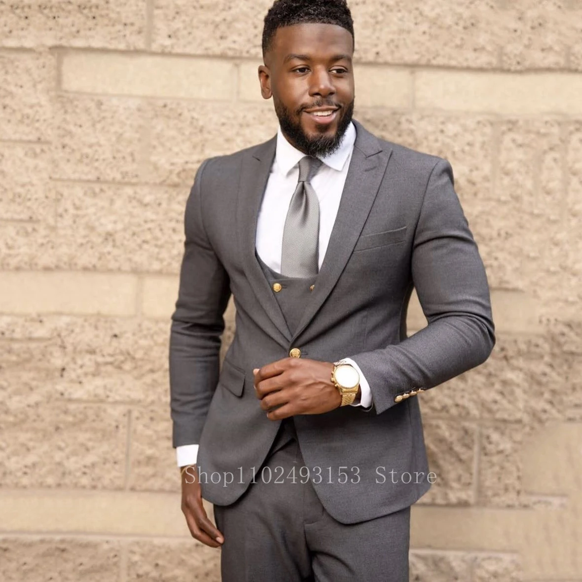 2023 Gray Elegant Suits For Men Slim Fit Peak Lapel 3 Pieces Male Tuxedos For Wedding Blazer+Vest+Pants Costume Homme Mariage
2023 Gray Elegant Suits For Men Slim Fit Peak Lapel 3 Pieces Male Tuxedos For Wedding Blazer+Vest+Pants Costume Homme Mariage