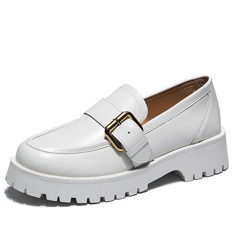 Women Shoes Fashion Round Toe Genuine Leather Spring British Style Thick-soled Casual Shoes Female Comfortable Trend Loafers
Women Shoes Fashion Round Toe Genuine Leather Spring British Style Thick-soled Casual Shoes Female Comfortable Trend Loafers
