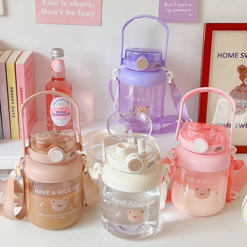 1/1.3L Water Bottle Large Capacity Mug With Cup Strap Portable Outdoor Kettle Sports Tumbler Cute Fitness Jug Two Ways To Drink
1/1.3L Water Bottle Large Capacity Mug With Cup Strap Portable Outdoor Kettle Sports Tumbler Cute Fitness Jug Two Ways To Drink