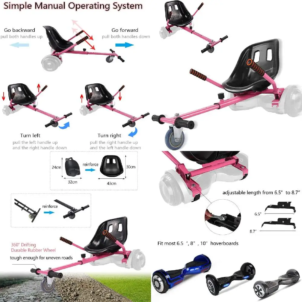 Attractive Adjustable Pink Seat Attachment for 6.5" Hover-Rider Go Kart Hover Kart - Perfect Outdoor Recreation Tool for Fun and
Attractive Adjustable Pink Seat Attachment for 6.5" Hover-Rider Go Kart Hover Kart - Perfect Outdoor Recreation Tool for Fun and