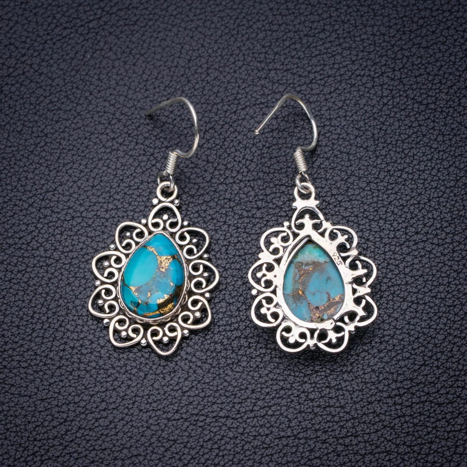 StarGems Natural Copper Turquoise Handmade 925 Sterling Silver Earrings 1.5" E6783
StarGems Natural Copper Turquoise Handmade 925 Sterling Silver Earrings 1.5" E6783