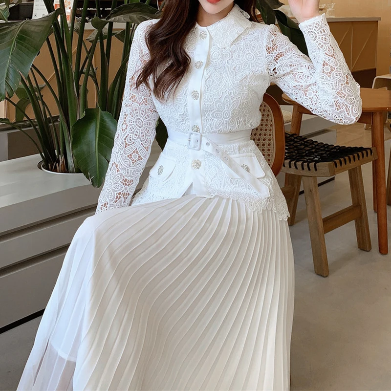 White Lace Dress for Women Vintage 2023 Single-breasted Hook Flower Hollow Bodycon Dress Ladies Luxury Design Elegant Vestido
White Lace Dress for Women Vintage 2023 Single-breasted Hook Flower Hollow Bodycon Dress Ladies Luxury Design Elegant Vestido