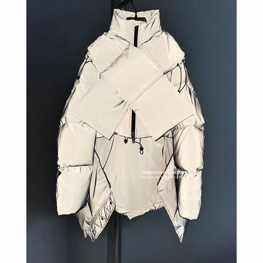 Firmranch Winter Tech Wear Silver Reflective Puffer Jackets For Men Women Futuristic Down Coat Detachable Zip With Scarf Collar
Firmranch Winter Tech Wear Silver Reflective Puffer Jackets For Men Women Futuristic Down Coat Detachable Zip With Scarf Collar