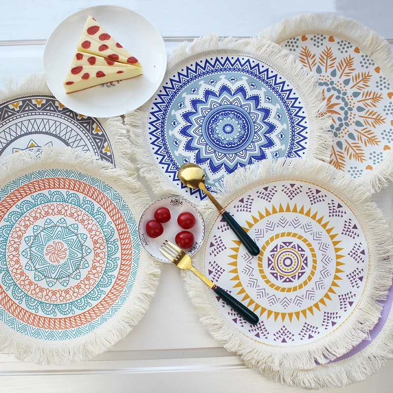 Bohemian placemat mandala style woven placemat fabric tassel coaster table mat home shooting prop mat
Bohemian placemat mandala style woven placemat fabric tassel coaster table mat home shooting prop mat