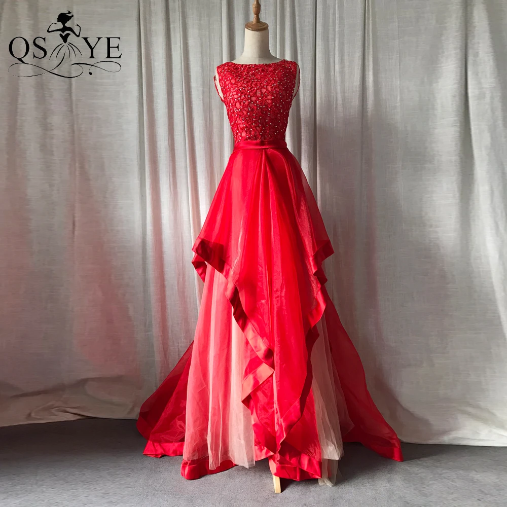 Red Prom Dresses Scoop Neck Bead Lace Bodice Ruffles Evening Gown Satin Belt A line Party Dress Sleeveless Tulle Formal Gown
Red Prom Dresses Scoop Neck Bead Lace Bodice Ruffles Evening Gown Satin Belt A line Party Dress Sleeveless Tulle Formal Gown