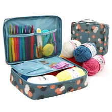 Portable Needlework Storage Bag Mesh Divider Pouch Yarn Knitting Tools Organizer Cases Storage DIY Apparel Travel Wash Bag