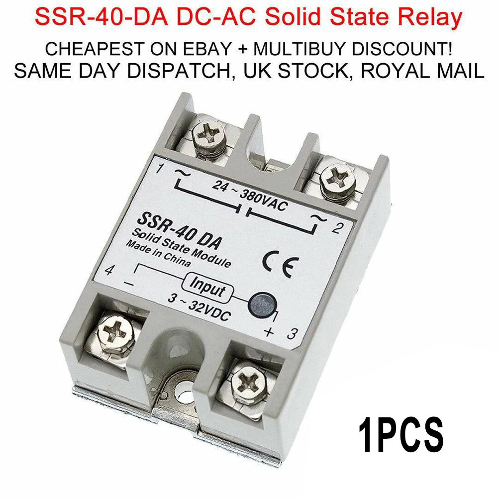 1pcs Solid State Relay Module SSR-10DA SSR 60DA SSR75DA SSR 80DA SSR 100DA 40A 3-32V DC 24-380V AC Output Power Supplies
1pcs Solid State Relay Module SSR-10DA SSR 60DA SSR75DA SSR 80DA SSR 100DA 40A 3-32V DC 24-380V AC Output Power Supplies