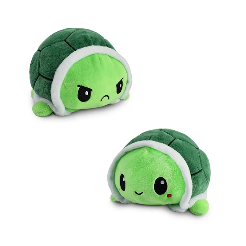 

Reversible Turtle Plushie Sensory Fidget Toy for Stress Relief Green Happy or Angry Show Your Mood Without Saying A Word Toys