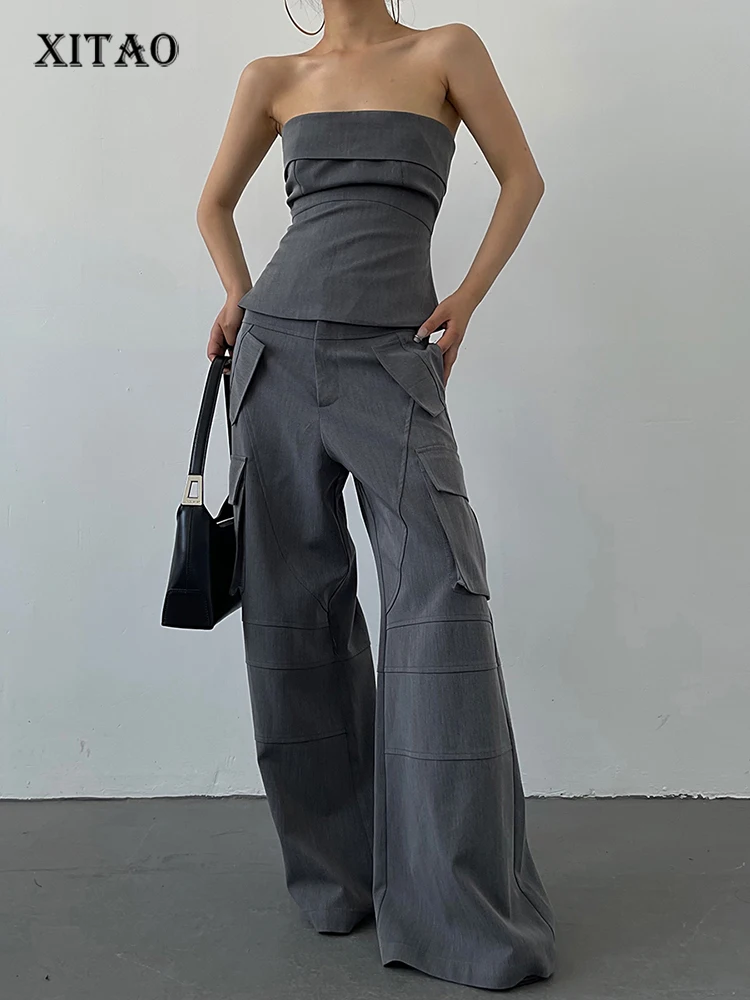 XITAO Solid Color Patchwork Pocket Pant Sets Strapless Pullover Sleeveless Zipper Fly Full Length Loose Summer Fashion HQQ1205
XITAO Solid Color Patchwork Pocket Pant Sets Strapless Pullover Sleeveless Zipper Fly Full Length Loose Summer Fashion HQQ1205