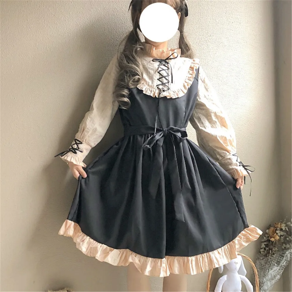 Rosetic New Japanese Lolita Dress 2022 Women Long Sleeve Lace Up Spring Gothic Fashion Tea Black Patchwork Casual Dresses Girls
Rosetic New Japanese Lolita Dress 2022 Women Long Sleeve Lace Up Spring Gothic Fashion Tea Black Patchwork Casual Dresses Girls