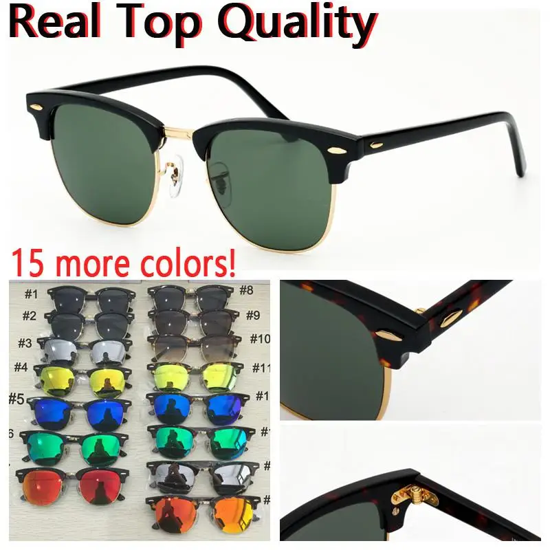 

TOP Quality Luxury Brand Club Sunglasses Men Women Acetate Frame Real Glass Lenses Sun Glasses Oculos De Sol