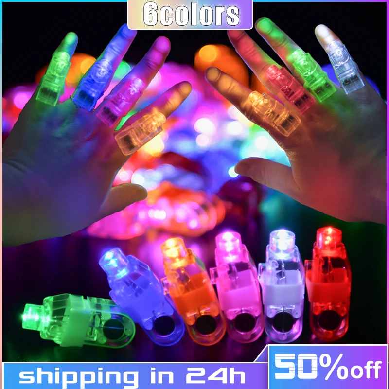 

30/60/120 Pieces LED Finger Lights 6 Color Finger Flashlights for Kids Birthday Party Supplies Rave Laser Assorted Toys