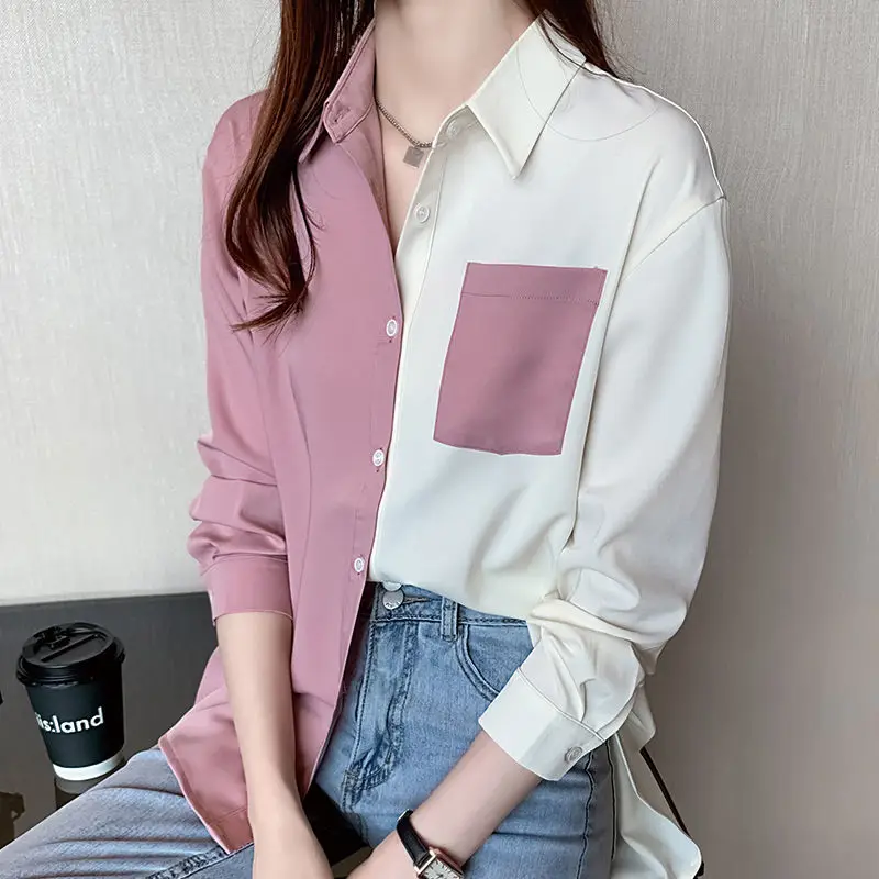 Korean Fashion Panelled Chiffon Women Shirt Sweet Casual Long Sleeve Ladies Blouses All-match Cardigan Polo Collar Loose Tops
Korean Fashion Panelled Chiffon Women Shirt Sweet Casual Long Sleeve Ladies Blouses All-match Cardigan Polo Collar Loose Tops