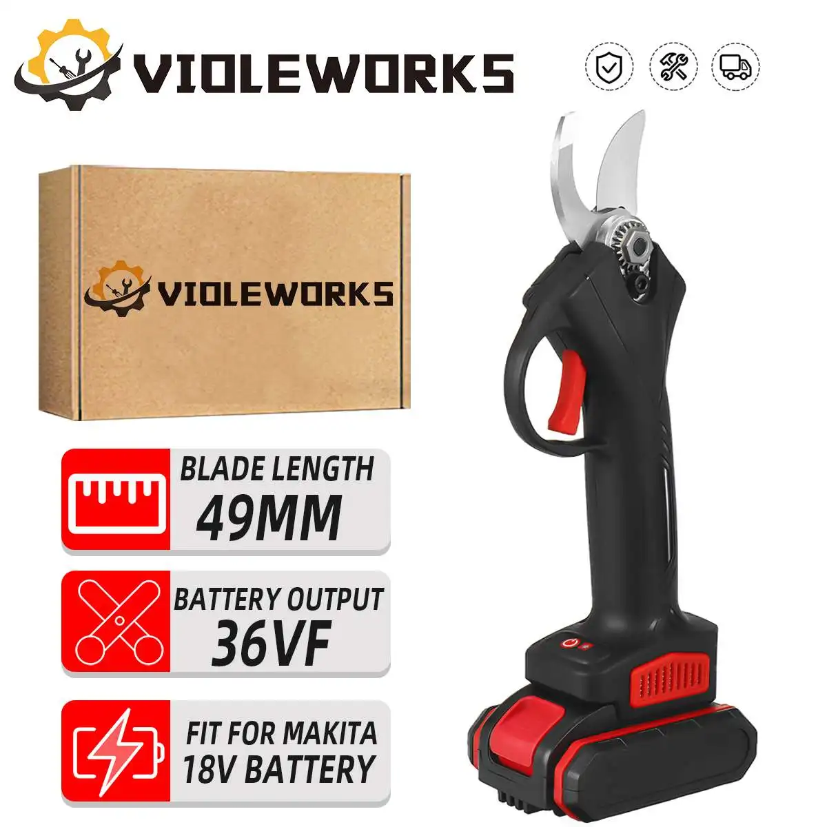 49MM Max Electric Cordless Pruner Pruning Shear Rechargeable 2PC Lithium-ion Battery Efficient Fruit Tree Bonsai Pruning Cutter
49MM Max Electric Cordless Pruner Pruning Shear Rechargeable 2PC Lithium-ion Battery Efficient Fruit Tree Bonsai Pruning Cutter
