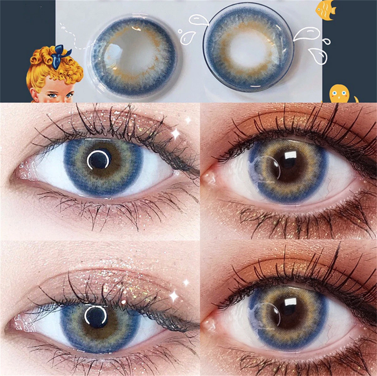 Mermaid blue Color Contact Lenses For eyes yearly natural new makeup small beauty pupil Myopia Prescription degree 2pcs/Pair 
Mermaid blue Color Contact Lenses For eyes yearly natural new makeup small beauty pupil Myopia Prescription degree 2pcs/Pair