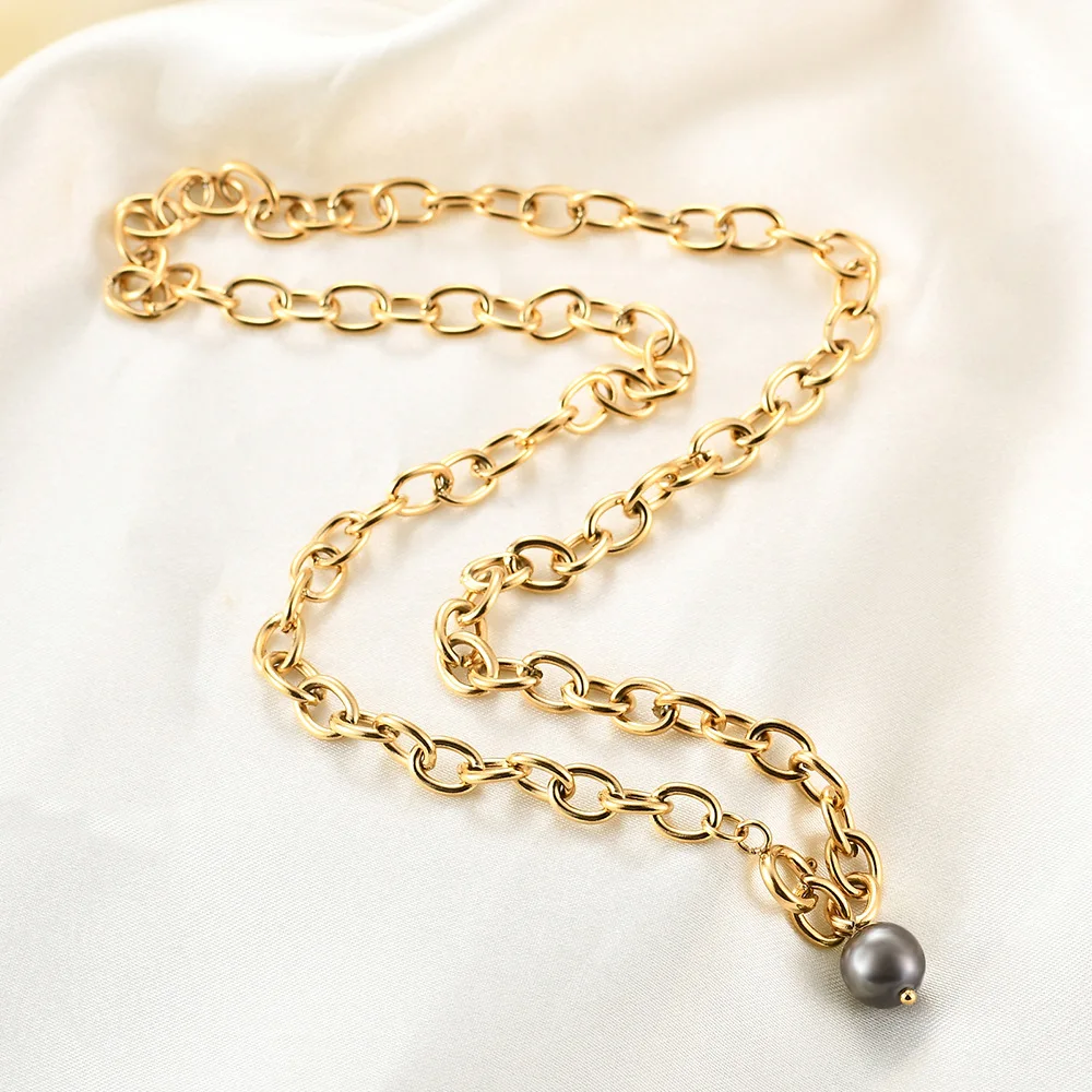 European and American retro style black pearl pendant necklace stainless steel cross chain necklace fashion ladies necklace
European and American retro style black pearl pendant necklace stainless steel cross chain necklace fashion ladies necklace