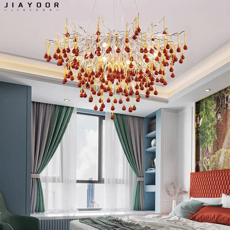 Modern LED Red Crystal Chandelier Pink Lustre Crystal Girl Bedroom Chandelier Indoor Lighting Living Room Dining Room Lighting
Modern LED Red Crystal Chandelier Pink Lustre Crystal Girl Bedroom Chandelier Indoor Lighting Living Room Dining Room Lighting