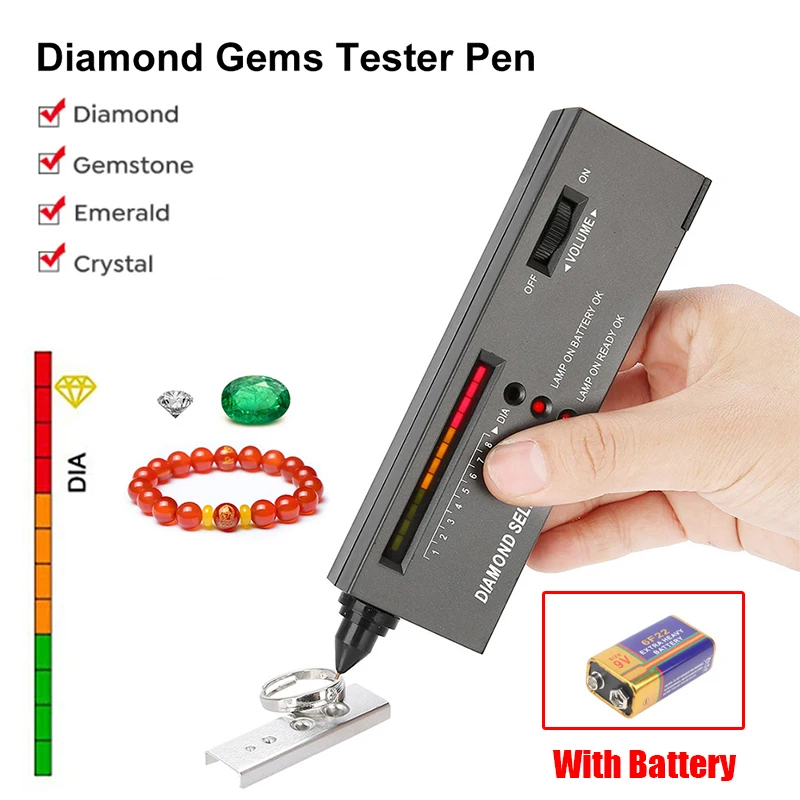 New Diamond Gems Tester Pen Portable Gemstone Selector Tool LED Indicator Accurate Reliable Jewelry Test Tool With Battery
New Diamond Gems Tester Pen Portable Gemstone Selector Tool LED Indicator Accurate Reliable Jewelry Test Tool With Battery
