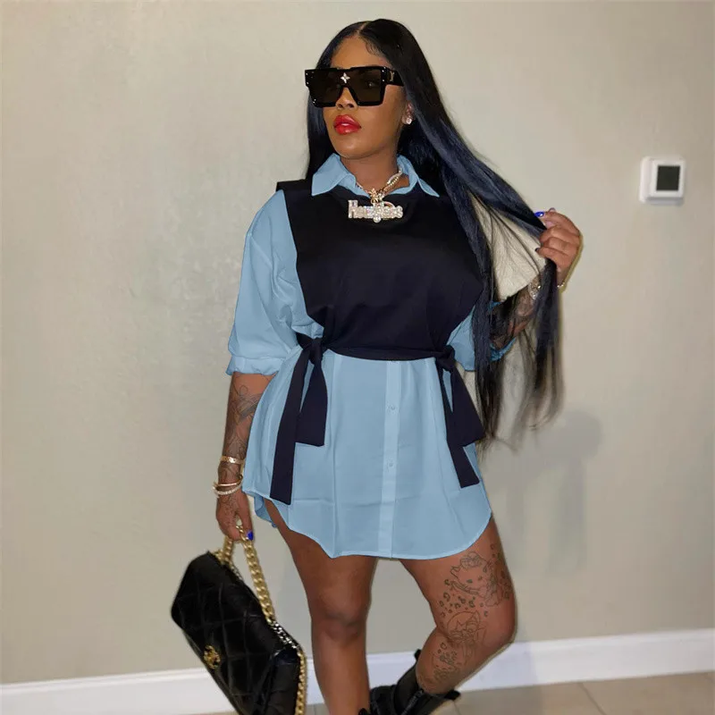 Akaily Spring Button Blue Casual Shirt Dress For Women 2022 V Neck Long Sleeve Mini Dress Patchwork Pink White Dress Sets Women
Akaily Spring Button Blue Casual Shirt Dress For Women 2022 V Neck Long Sleeve Mini Dress Patchwork Pink White Dress Sets Women