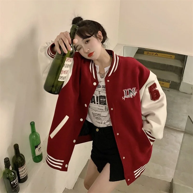 Red Contrast Letter Printed Baseball Jacket Women Fall 2022 Womens Fall Jackets Plus Size Bomber Jacket Women Korean Coats
Red Contrast Letter Printed Baseball Jacket Women Fall 2022 Womens Fall Jackets Plus Size Bomber Jacket Women Korean Coats