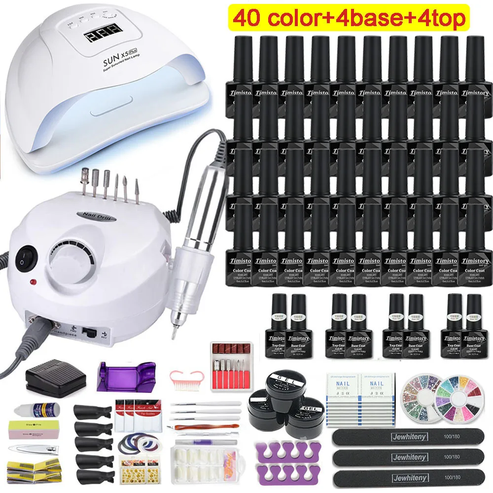 Manicure Set With 120W/80W/54W Led Nail Lamp Nail Set 35000RPM Nail drill Machine 40 Color UV Polish Gel Nail Kit Tools Set
Manicure Set With 120W/80W/54W Led Nail Lamp Nail Set 35000RPM Nail drill Machine 40 Color UV Polish Gel Nail Kit Tools Set