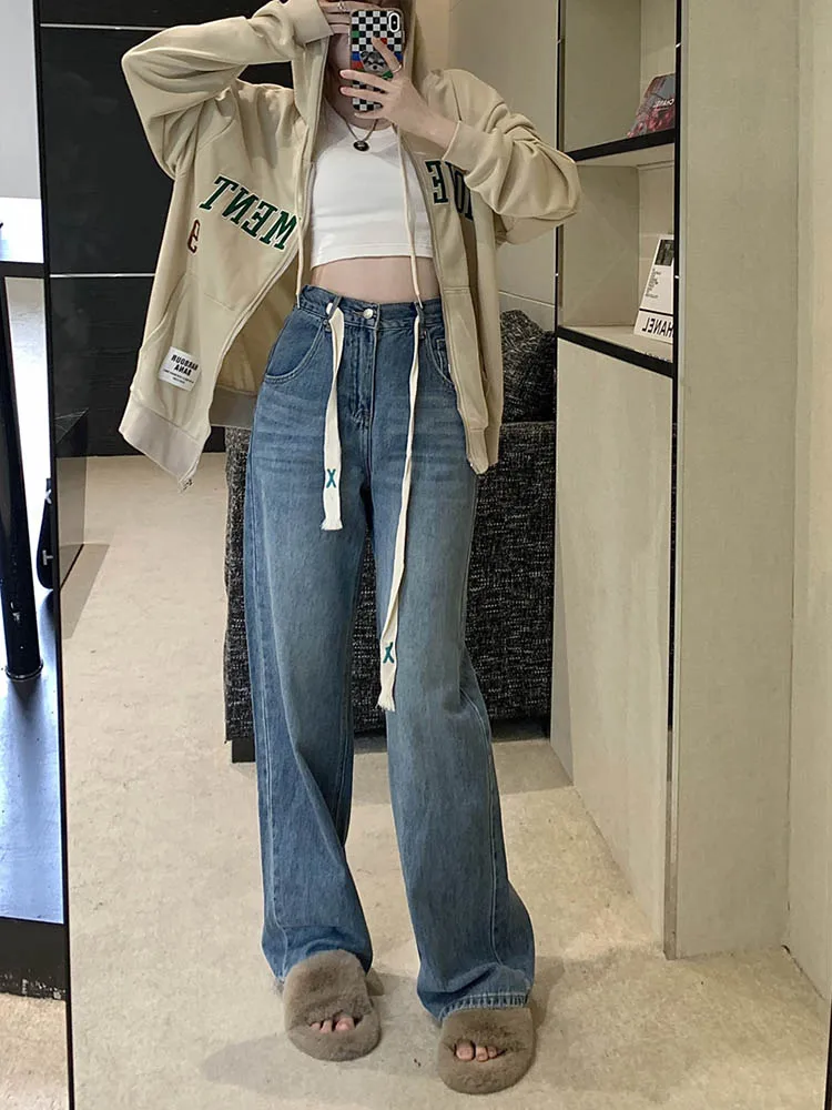 Long Jean for Women High Waisted Loose Straight Jeans Woman Wide Leg Pants Autumn/winter Clothing Solid Bule Fashion Trousers
Long Jean for Women High Waisted Loose Straight Jeans Woman Wide Leg Pants Autumn/winter Clothing Solid Bule Fashion Trousers