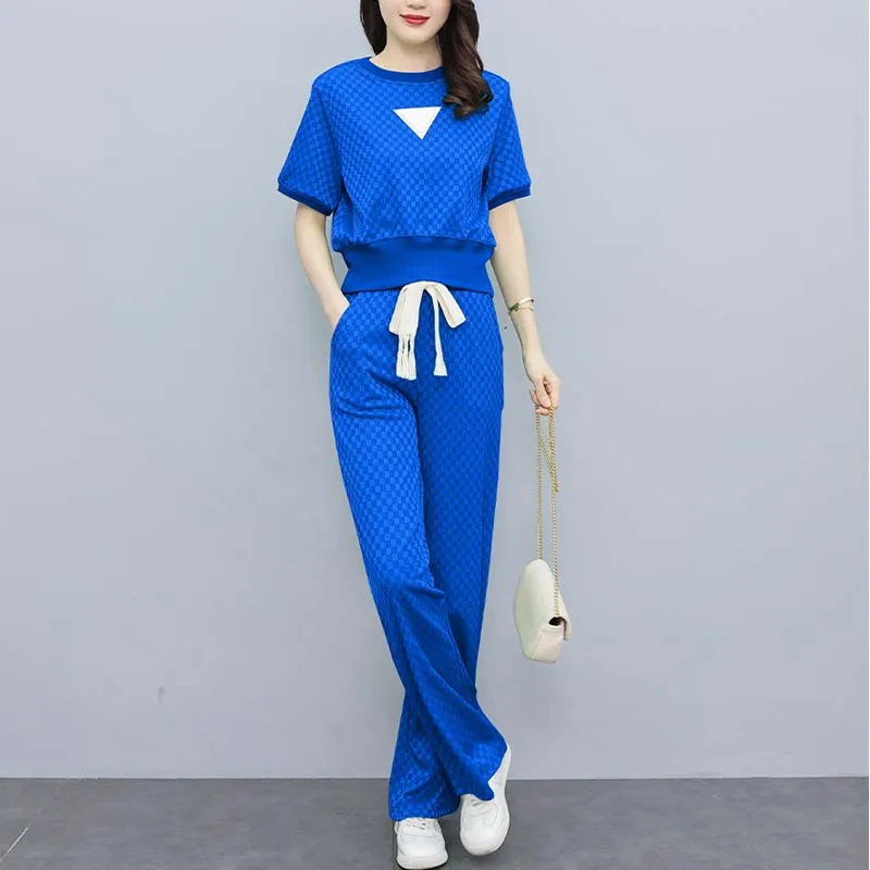Set Woman 2 Pieces 2022 New Sportswear Summer Fashion Korean Loose Casual Student lattice Printing Short Sleeve Sport Tracksuits
Set Woman 2 Pieces 2022 New Sportswear Summer Fashion Korean Loose Casual Student lattice Printing Short Sleeve Sport Tracksuits