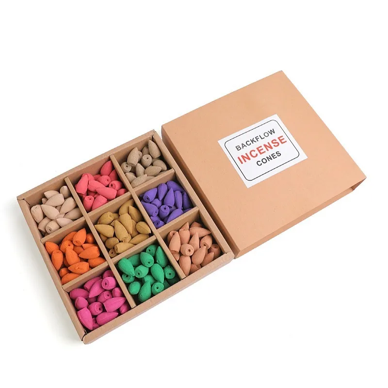 Девять ароматов в коробке, натуральные конусы для благовоний с обратным потоком, благовония из сандалового дерева, около 180 шт., чай для медитации, украшение для дома из агара
Девять ароматов в коробке, натуральные конусы для благовоний с обратным потоком, благовония из сандалового дерева, около 180 шт., чай для медитации, украшение для дома из агара