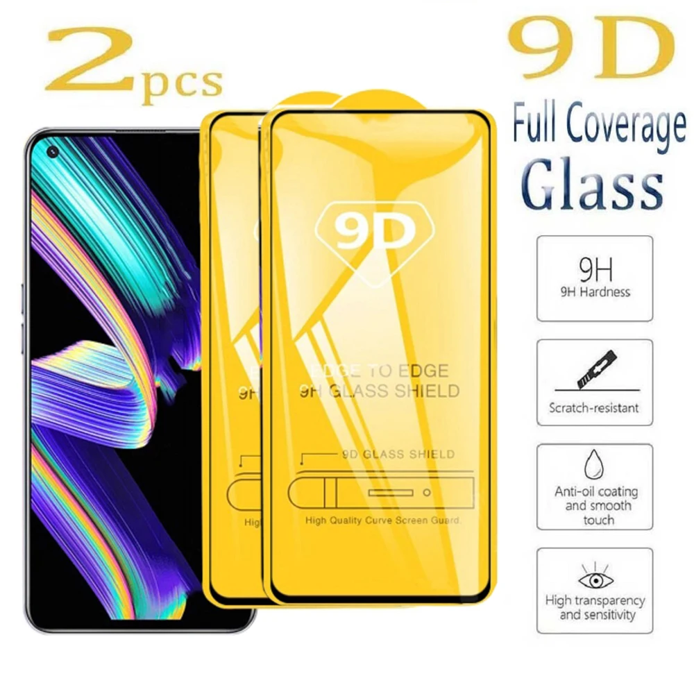 

2pcs Tempered Glass for Realme GT2 Explorer Master Neo2 3T 9 7 6 Q3 Pro X2 XT 9i Screen Protector Full Coverage 9D Clear HD Film