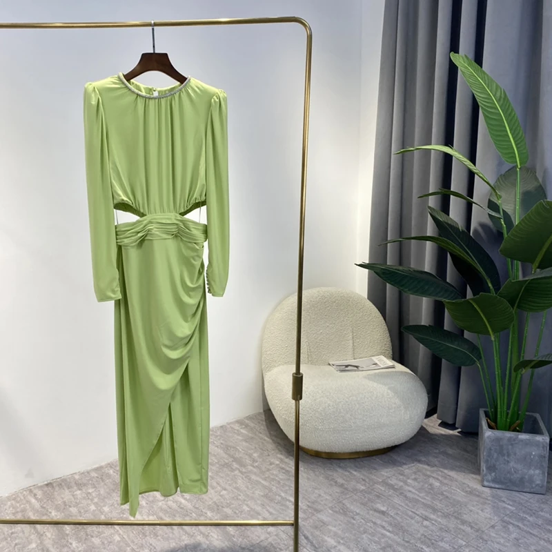 New Arrival 2022 Autumn Top Quality Diamonds Beading Long Sleeve Green Black White Sexy Cut Out Lady Dress for Party
New Arrival 2022 Autumn Top Quality Diamonds Beading Long Sleeve Green Black White Sexy Cut Out Lady Dress for Party