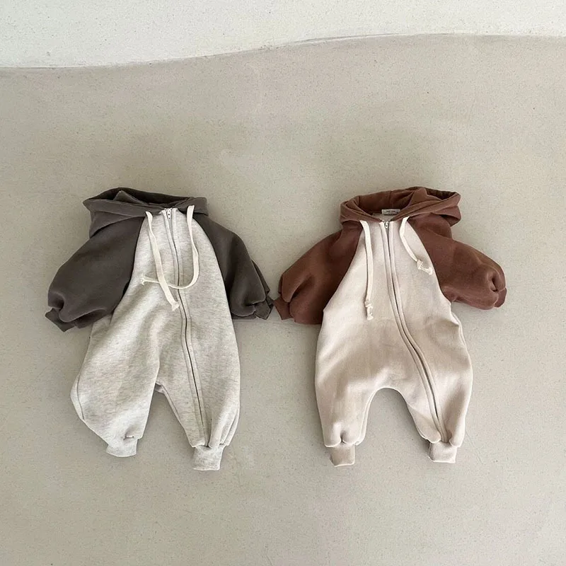 Ins Spring Autumn Baby Boys Rompers Cotton Patchwork Spliced Hooded Infant Boys Onesies Loose Zipper Toddler Boys Outfits 
Ins Spring Autumn Baby Boys Rompers Cotton Patchwork Spliced Hooded Infant Boys Onesies Loose Zipper Toddler Boys Outfits