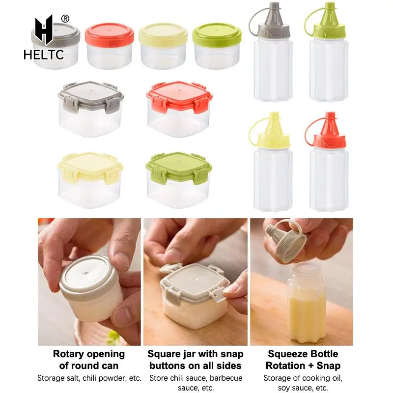 

2-4pcs Transparent Spices Bottle With Lid Portable Mini Sauce Seasoning Box Dispenser Salt Spice Jar Sauce Squeeze Bottle