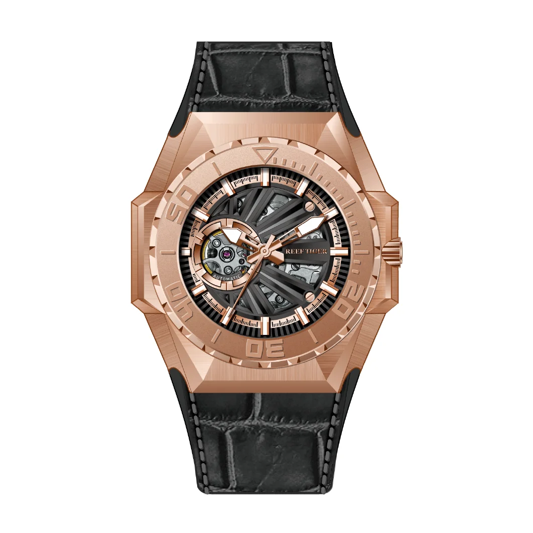 Reef Tiger Men Automatic Watch, Mens Watches 100M Waterproof Mechanical Wristwatch Sekelton Luminous Sapphire Mirror Hollow Out
Reef Tiger Men Automatic Watch, Mens Watches 100M Waterproof Mechanical Wristwatch Sekelton Luminous Sapphire Mirror Hollow Out